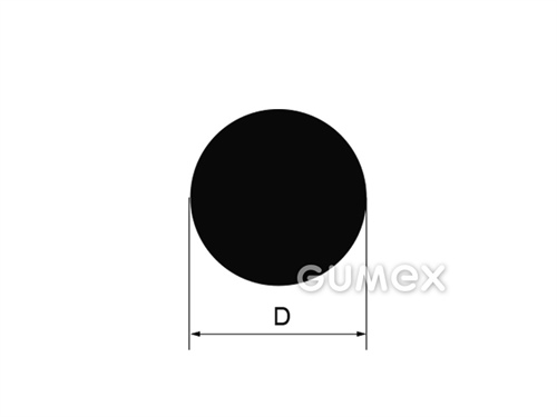 Pryžový profil kruhový, průměr 5mm, 67°ShA, FPM (viton), -15°C/+200°C, černý
